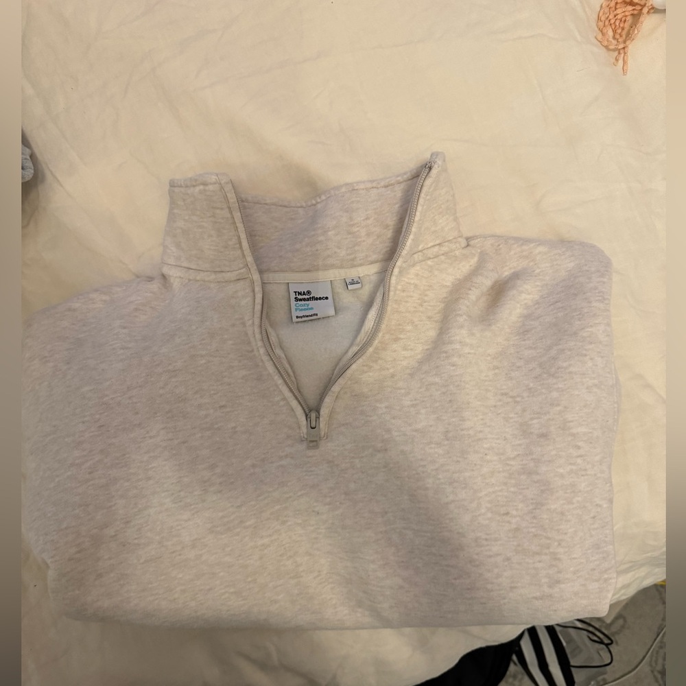 Aritzia TNA cozy fleece boyfriend fit quarter zip size S